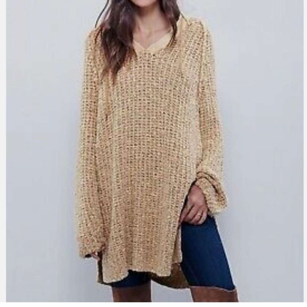 Women’s Free People Underground Knit Crochet Oversized Hoodie Dress Size XS